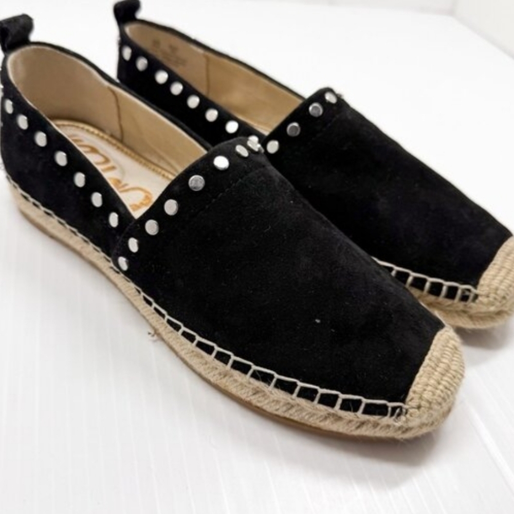 Sam Edelman Black Suede Koda  Espadrille Flats with Studded Detail, Sz 7.5 - Picture 3 of 6